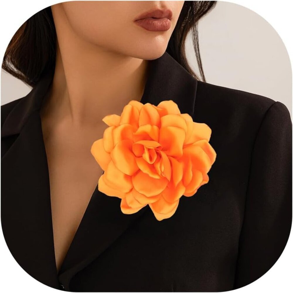 Satin Fabric Rose Flower Brooches - Handmade Floral Accessory for Wedding Party